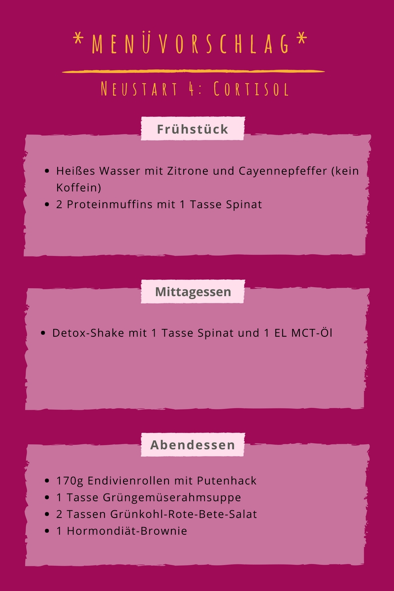 Menüvorschlag Hormondiät: Verzicht auf Kaffee (Cortisol). Life40up!